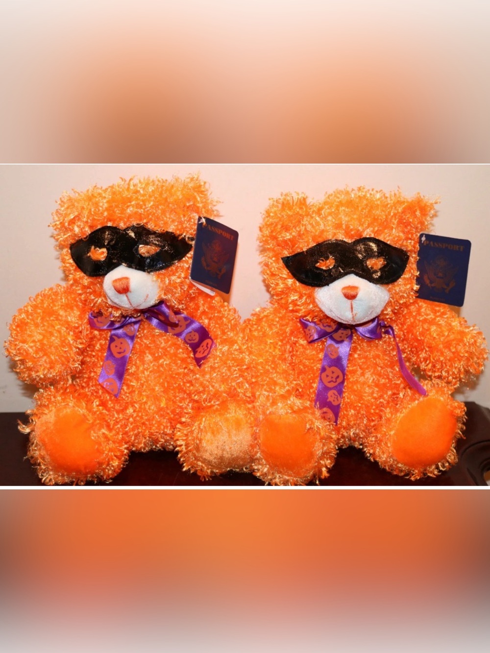 Set of 2 Halloween Plush Bears 11" - New with Tags